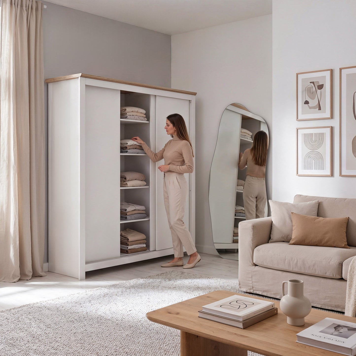 Sliding Wardrobe Milford DF-CF207SWR-3DR-180 - Cashmere