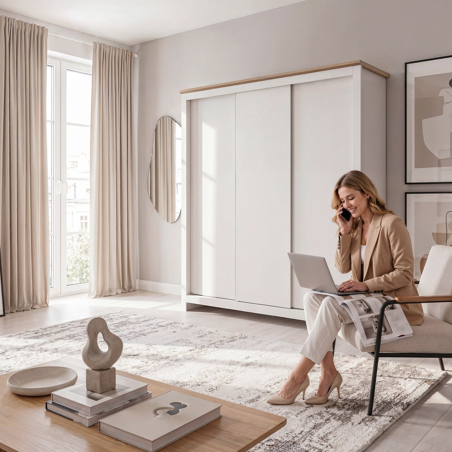 Sliding Wardrobe Milford DF-CF207SWR-3DR-180 - Cashmere