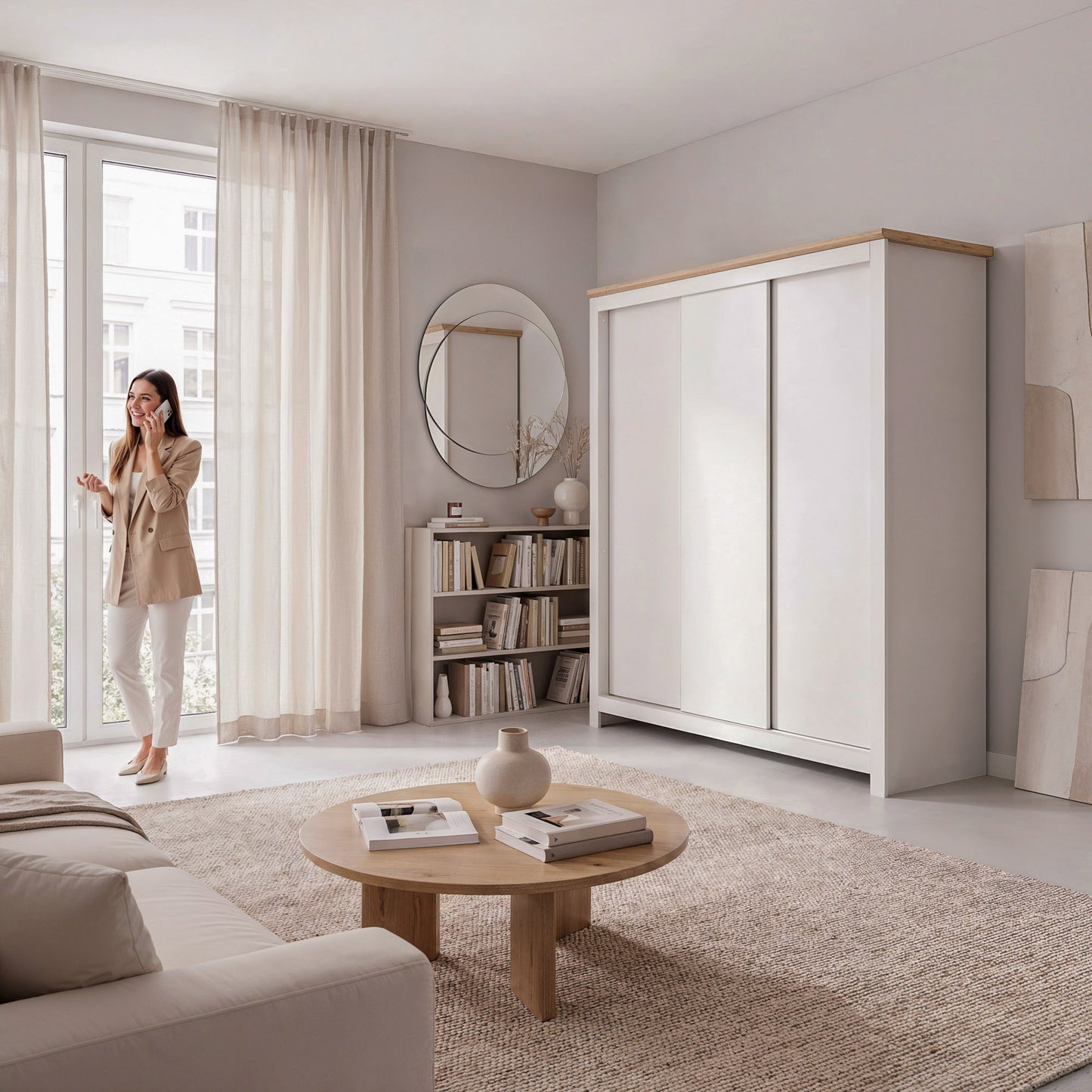 Sliding Wardrobe Milford DF-CF207SWR-3DR-180 - Cashmere