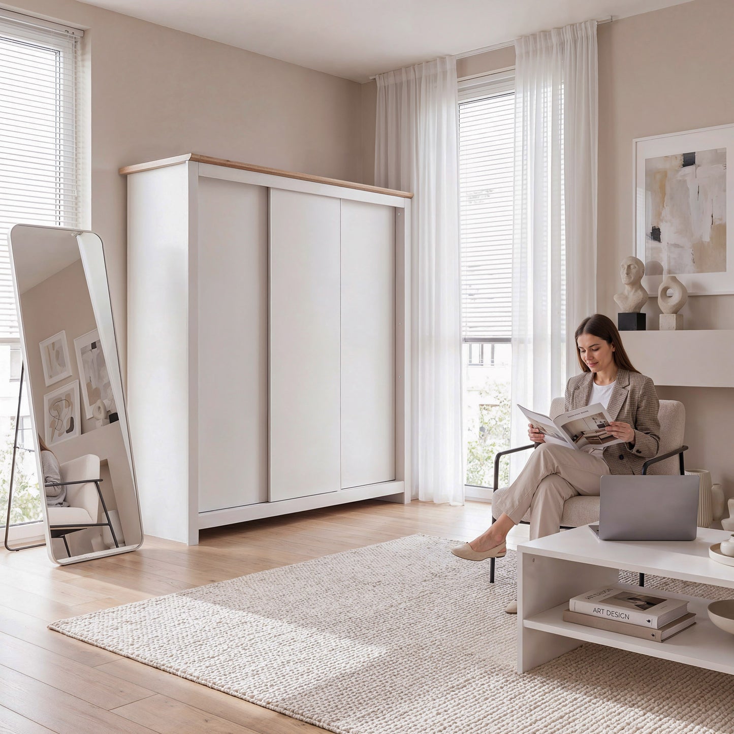 Sliding Wardrobe Milford DF-CF207SWR-3DR-180 - Cashmere