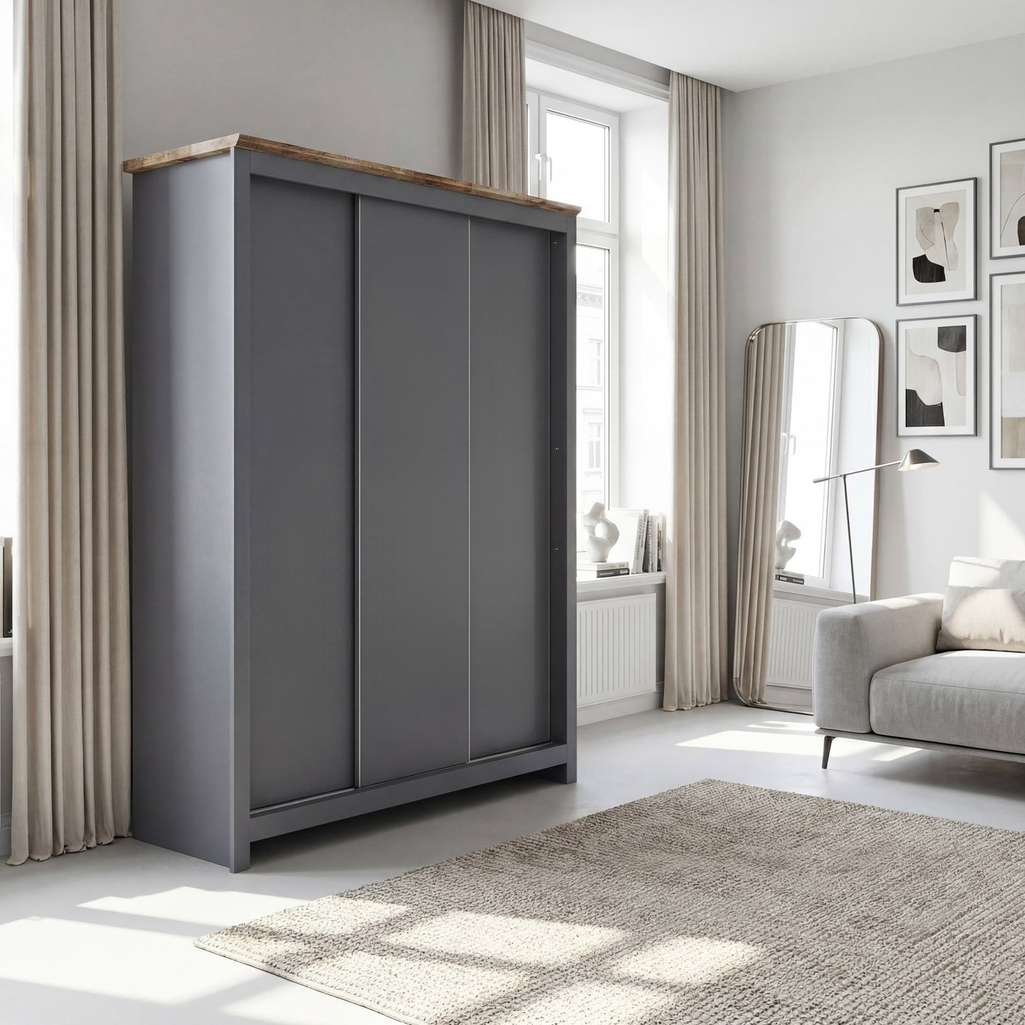 Sliding Wardrobe Milford DF-CF207SWR-3DR-180 - Graphite