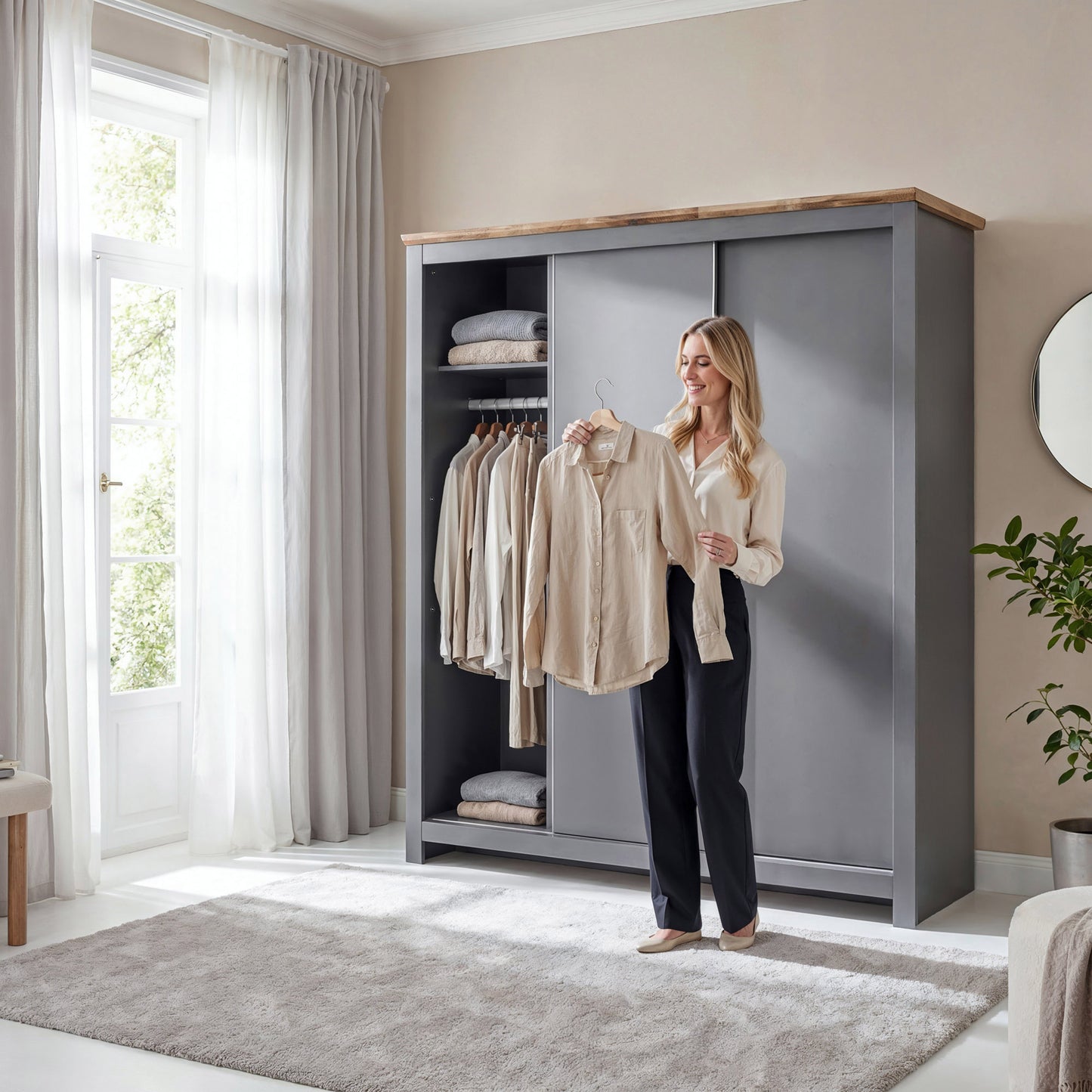 Sliding Wardrobe Milford DF-CF207SWR-3DR-180 - Graphite