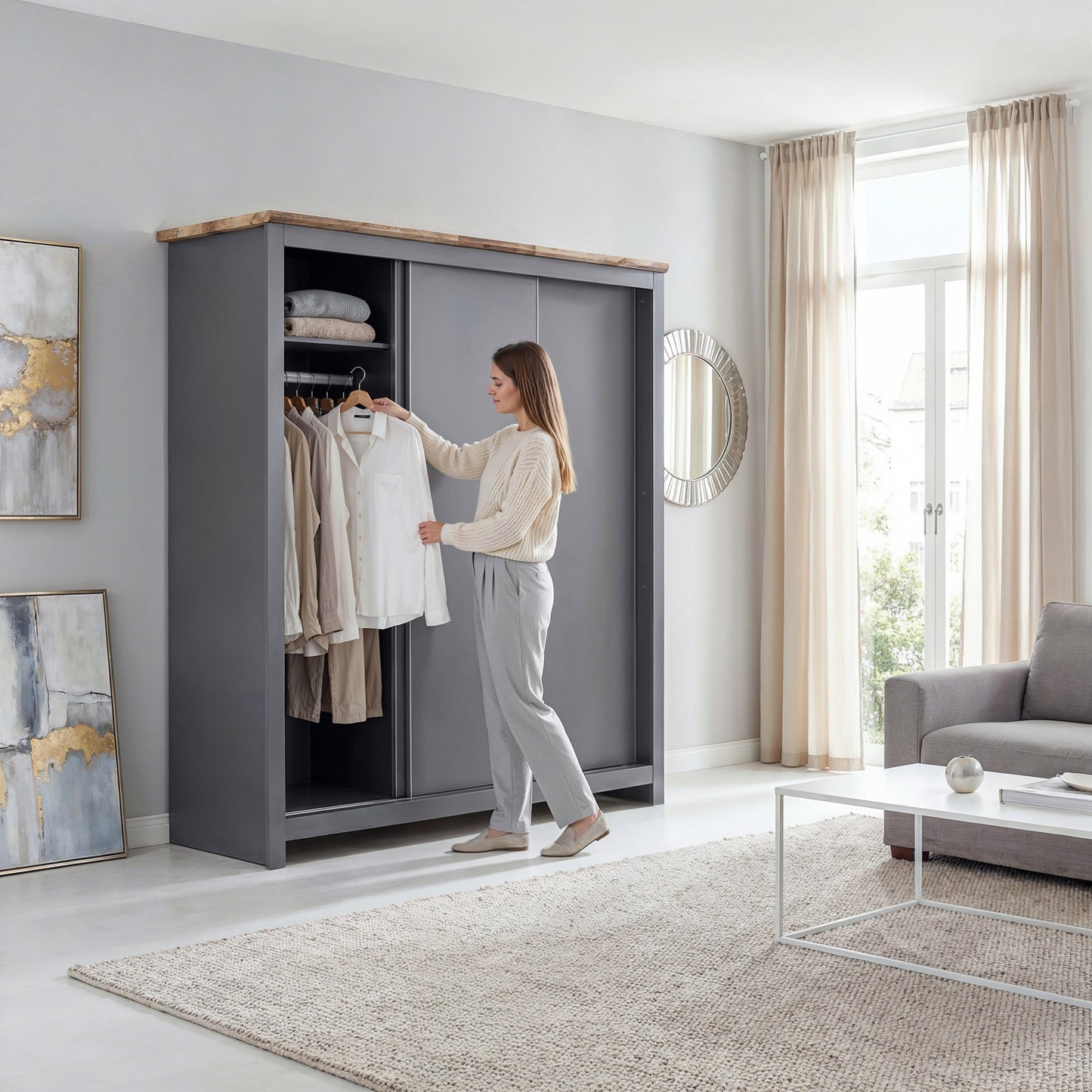 Sliding Wardrobe Milford DF-CF207SWR-3DR-180 - Graphite