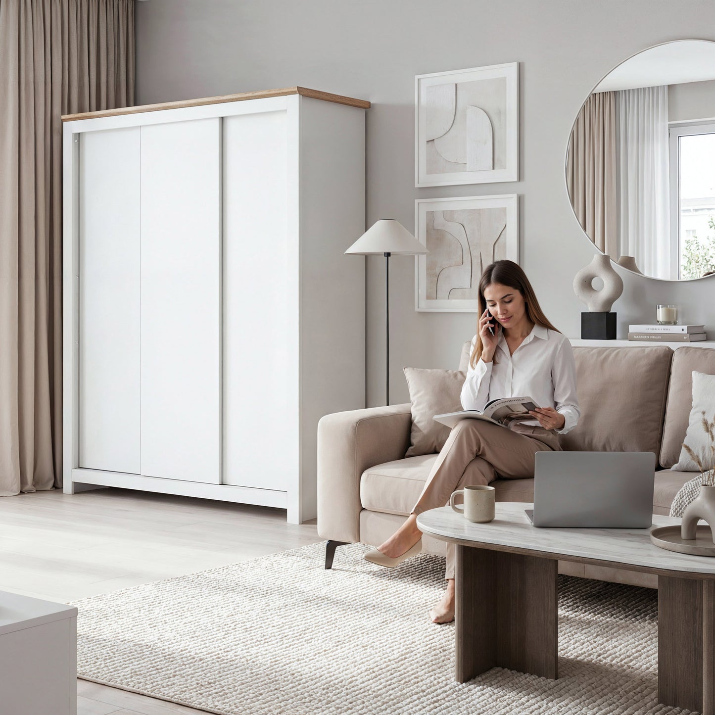 Sliding Wardrobe Milford DF-CF207SWR-3DR-180 - White