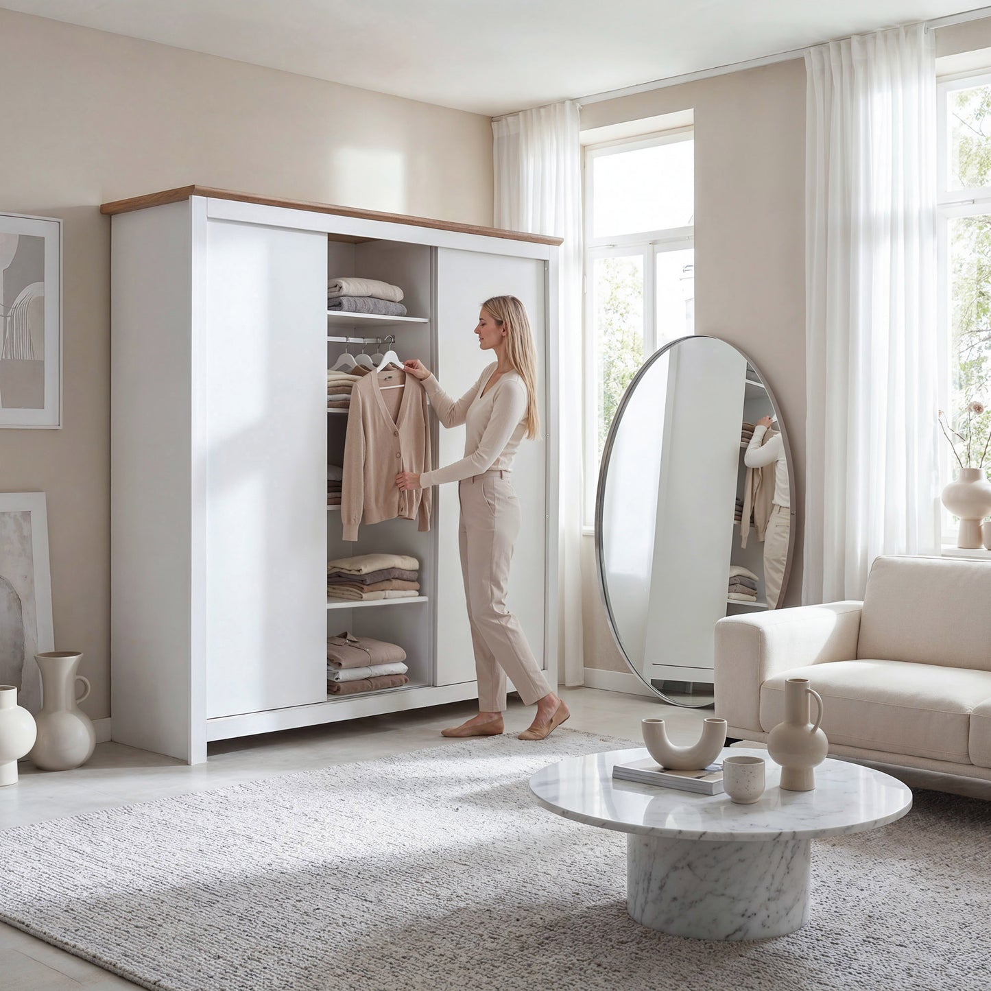 Sliding Wardrobe Milford DF-CF207SWR-3DR-180 - White