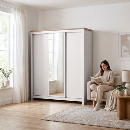 Sliding Wardrobe Milford DF-CF208SWR-3DRM-180 with Mirror - Cashmere