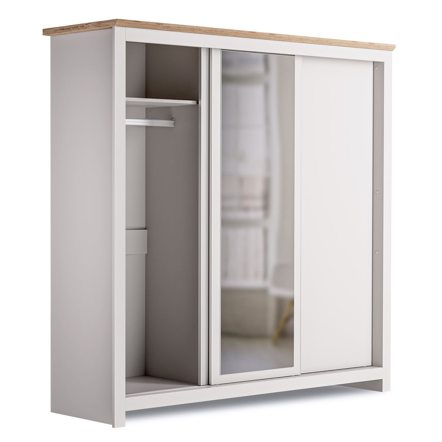 Sliding Wardrobe Milford DF-CF208SWR-3DRM-180 with Mirror - Cashmere