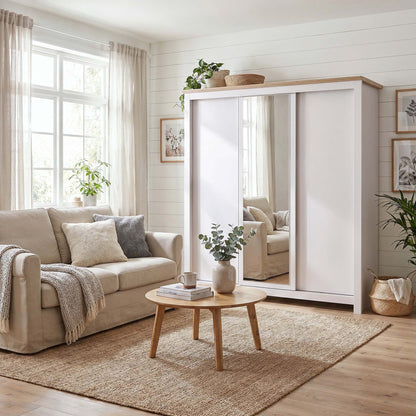 Sliding Wardrobe Milford DF-CF208SWR-3DRM-180 with Mirror - Cashmere