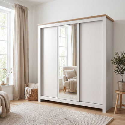 Sliding Wardrobe Milford DF-CF208SWR-3DRM-180 with Mirror - Cashmere