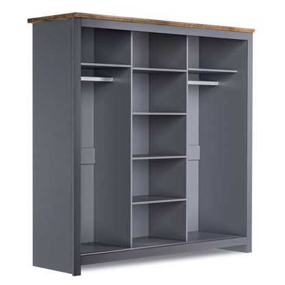 Sliding Wardrobe Milford DF-CF208SWR-3DRM-180 with Mirror - Graphite