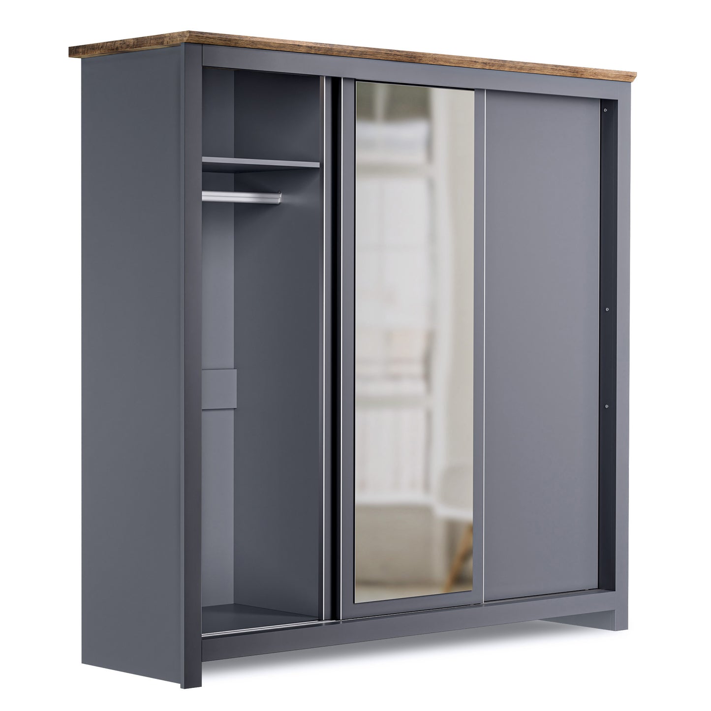 Sliding Wardrobe Milford DF-CF208SWR-3DRM-180 with Mirror - Graphite