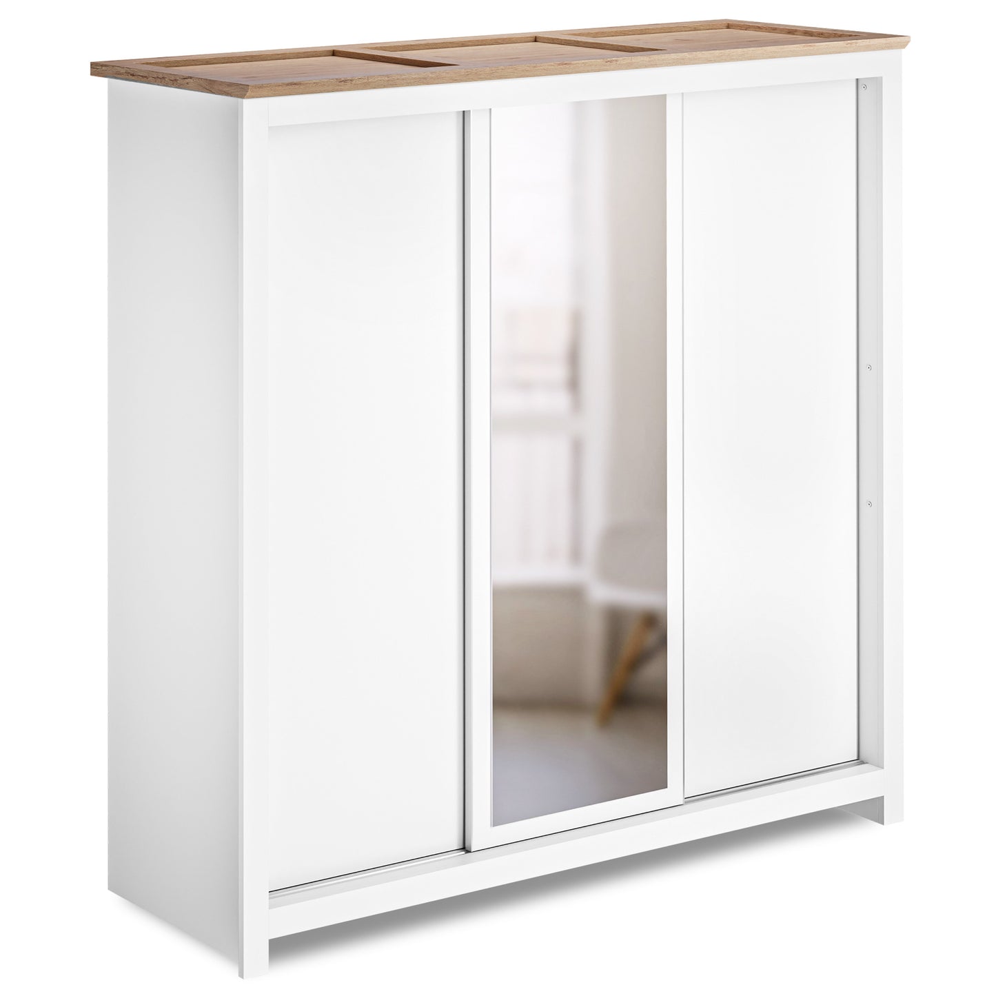 Sliding Wardrobe Milford DF-CF208SWR-3DRM-180 with Mirror - White