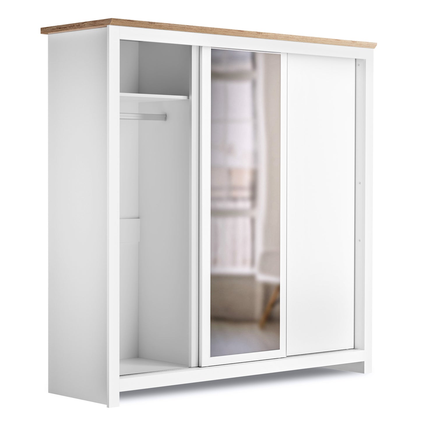 Sliding Wardrobe Milford DF-CF208SWR-3DRM-180 with Mirror - White
