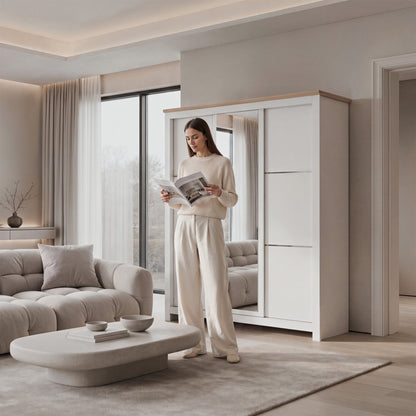 Sliding Wardrobe Milford DF-CF209SWR-3DRM-180 with Mirror - Cashmere
