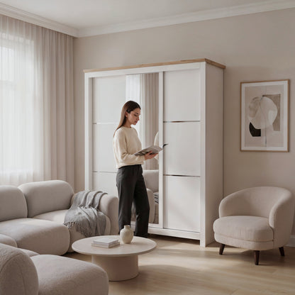 Sliding Wardrobe Milford DF-CF209SWR-3DRM-180 with Mirror - Cashmere