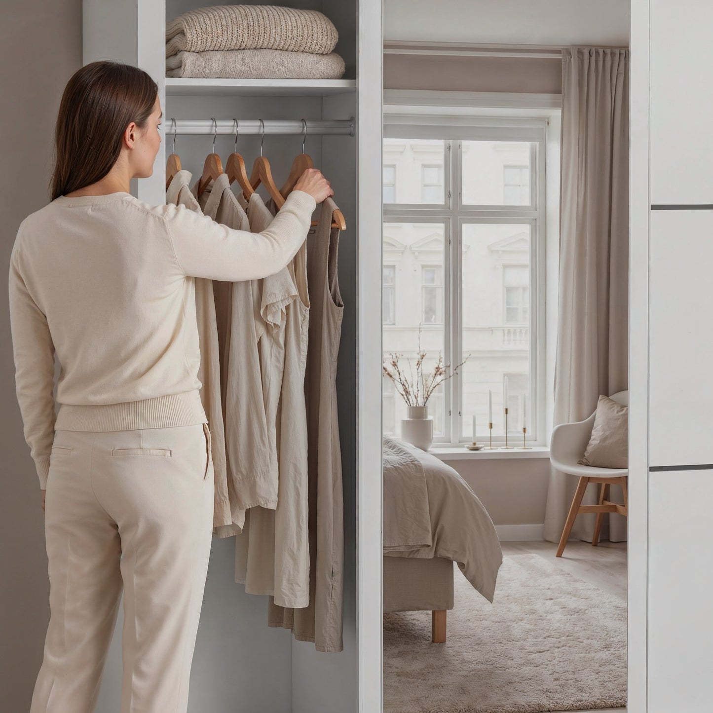 Sliding Wardrobe Milford DF-CF209SWR-3DRM-180 with Mirror - Cashmere
