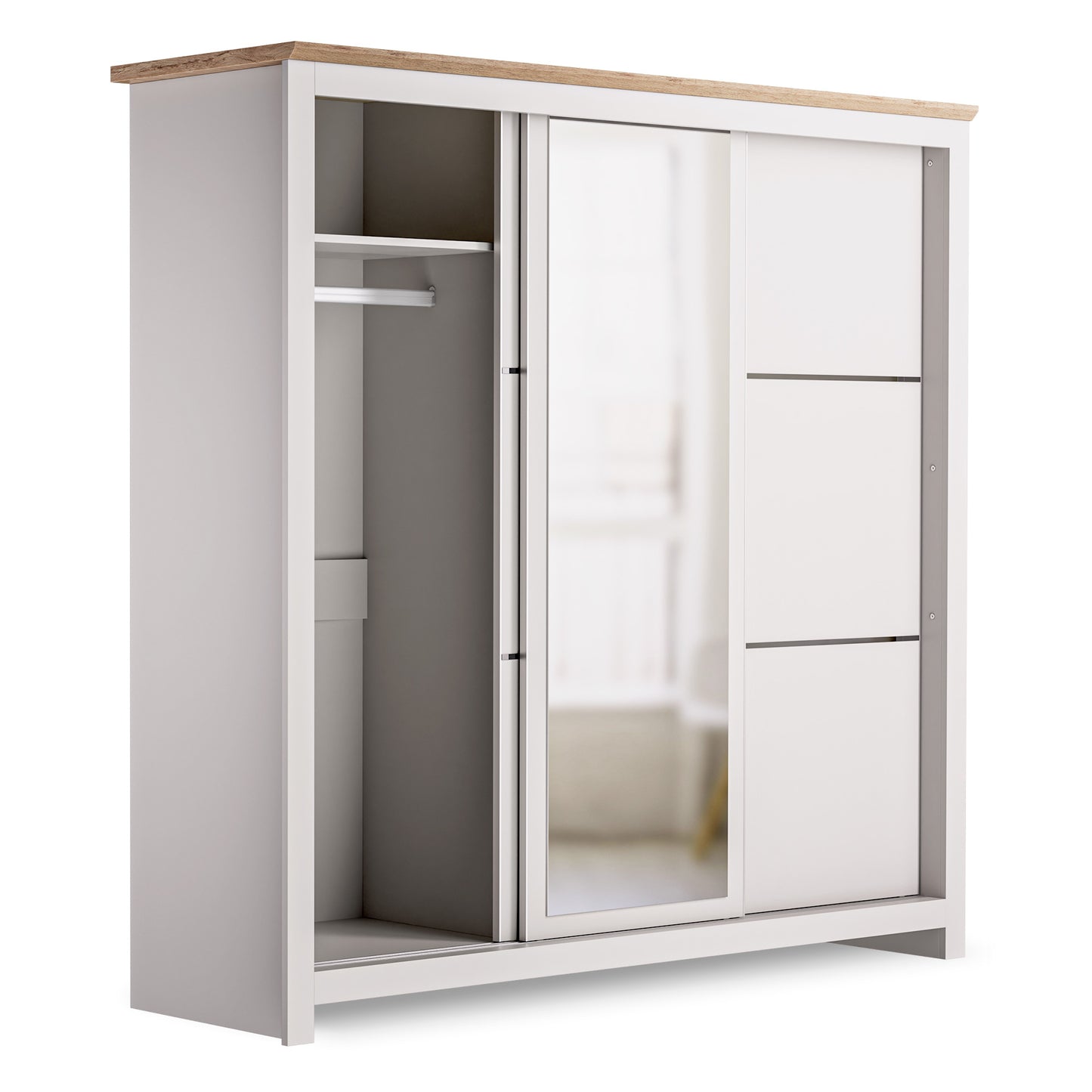 Sliding Wardrobe Milford DF-CF209SWR-3DRM-180 with Mirror - Cashmere