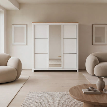 Sliding Wardrobe Milford DF-CF209SWR-3DRM-180 with Mirror - Cashmere