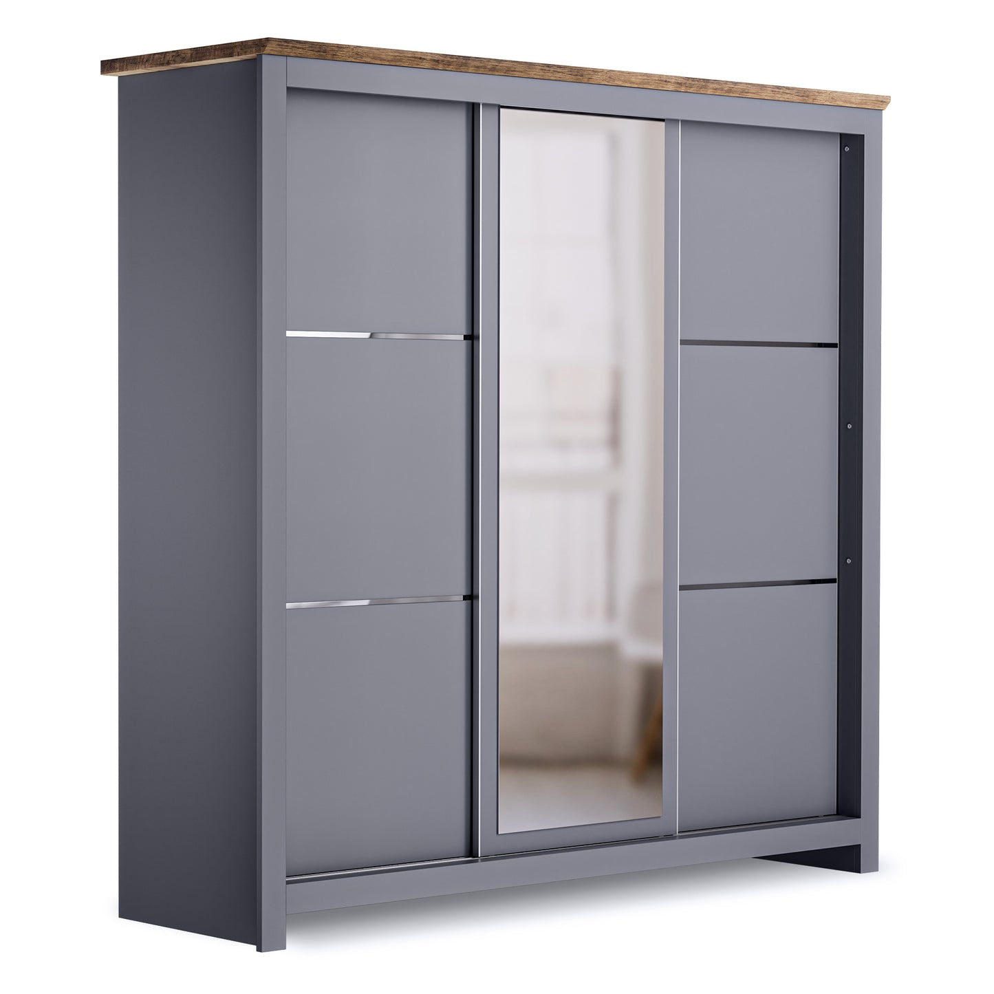 Sliding Wardrobe Milford DF-CF209SWR-3DRM-180 with Mirror - Graphite