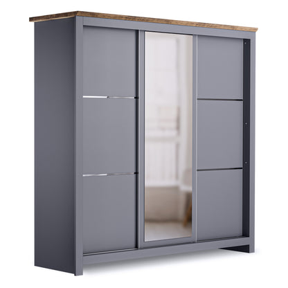 Sliding Wardrobe Milford DF-CF209SWR-3DRM-180 with Mirror - Graphite