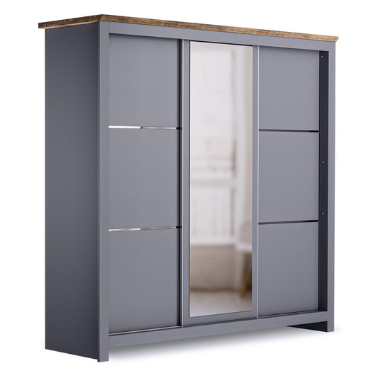 Sliding Wardrobe Milford DF-CF209SWR-3DRM-180 with Mirror - Graphite