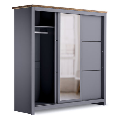 Sliding Wardrobe Milford DF-CF209SWR-3DRM-180 with Mirror - Graphite
