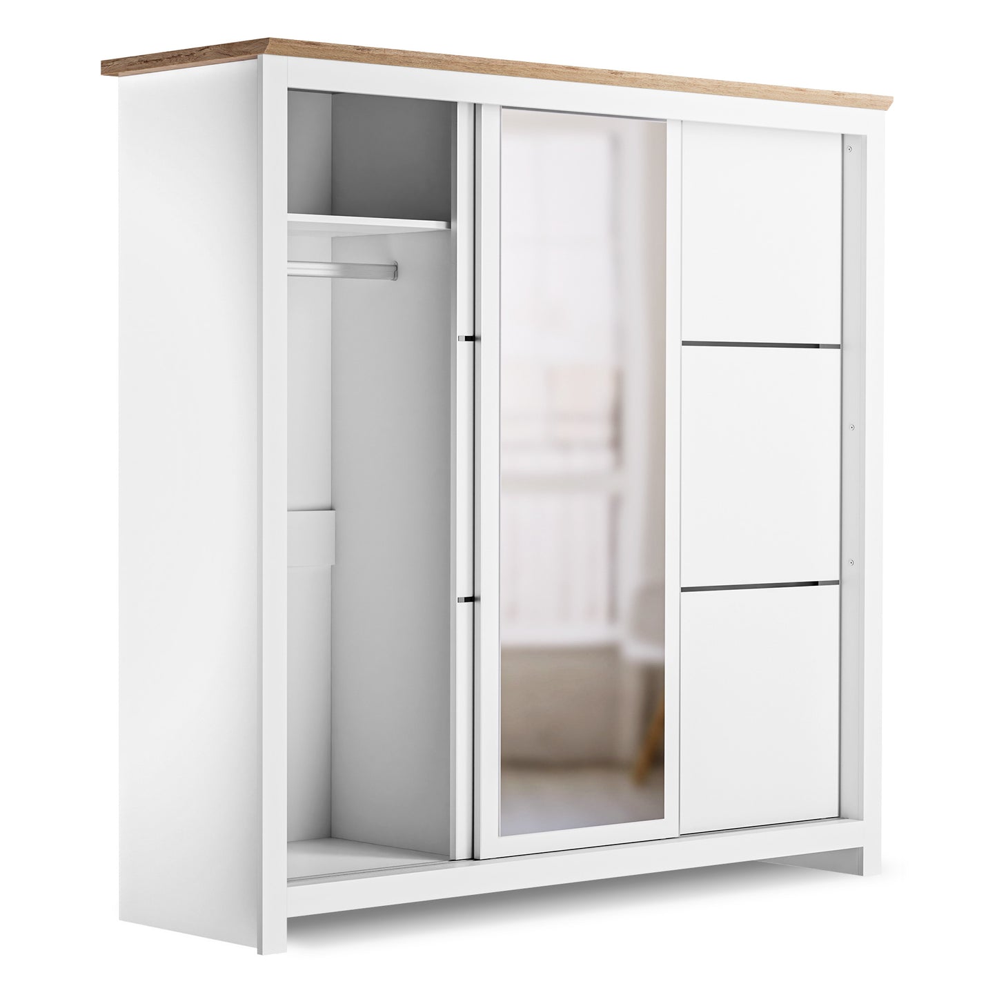 Sliding Wardrobe Milford DF-CF209SWR-3DRM-180 with Mirror - White