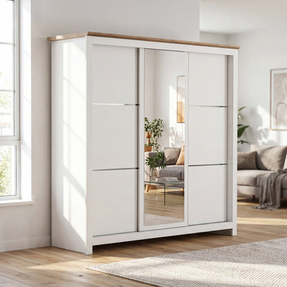 Sliding Wardrobe Milford DF-CF209SWR-3DRM-180 with Mirror - White