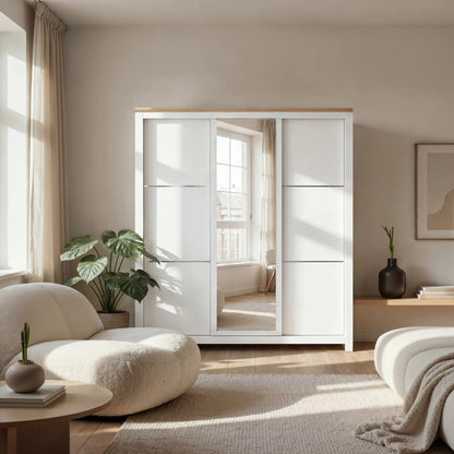 Sliding Wardrobe Milford DF-CF209SWR-3DRM-180 with Mirror - White