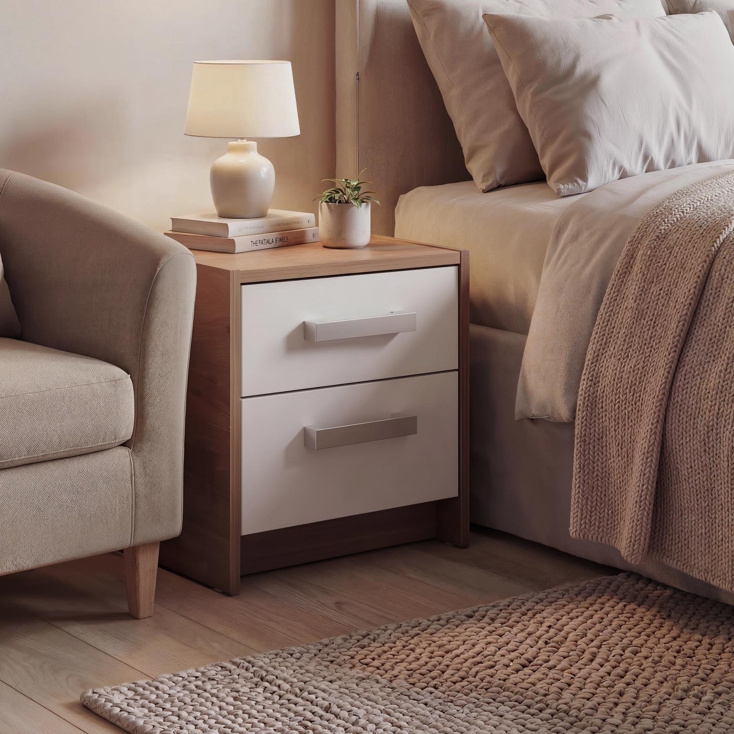 Bedside Table Oakridge DF-CF300BST-2D - White / Oak