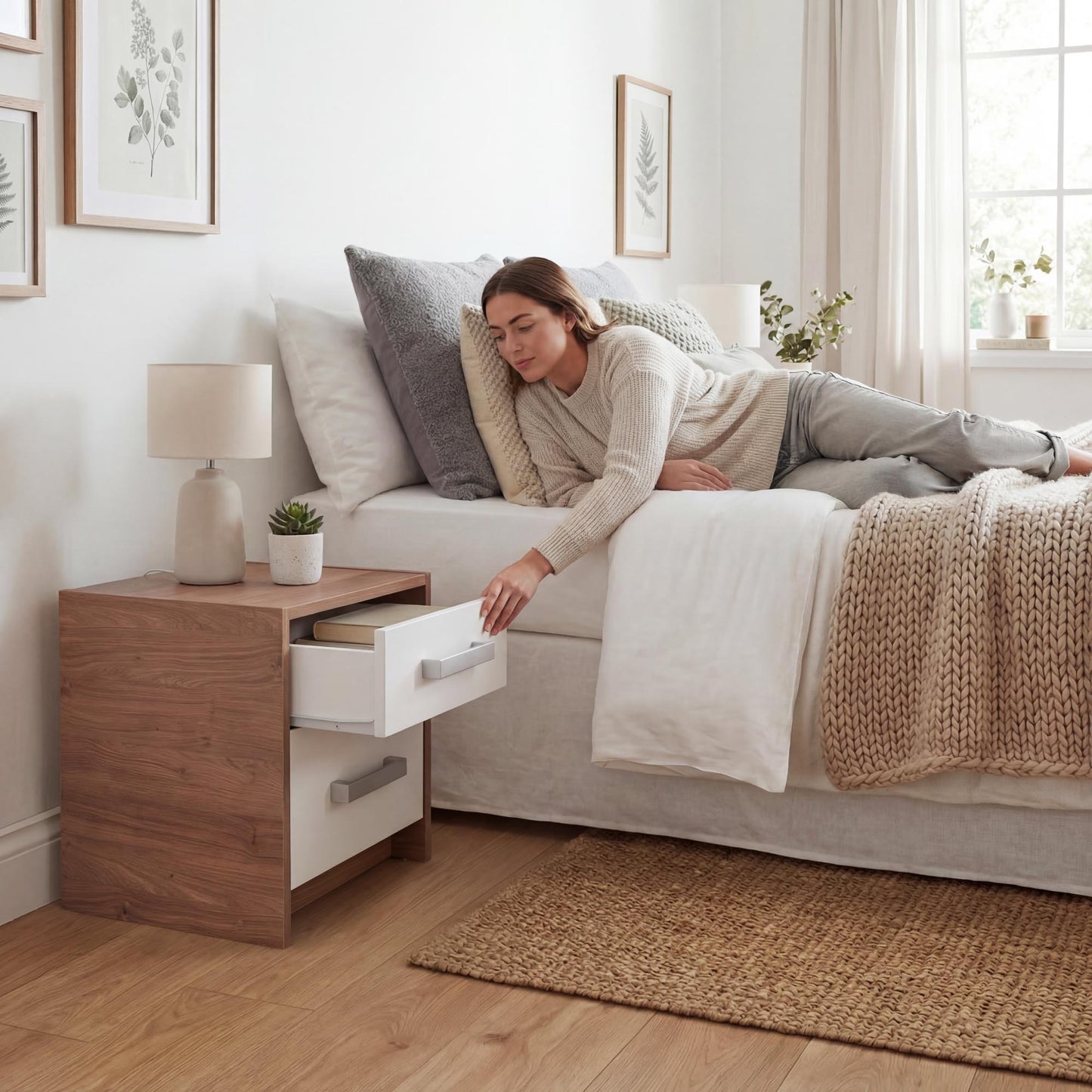 Bedside Table Oakridge DF-CF300BST-2D - White / Oak