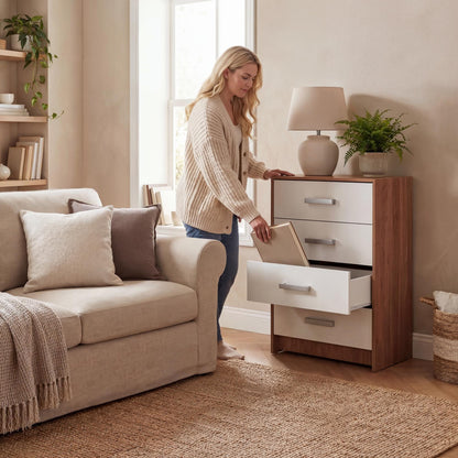 Chest of Drawers Oakridge DF-CF301CH-4D - White / Oak