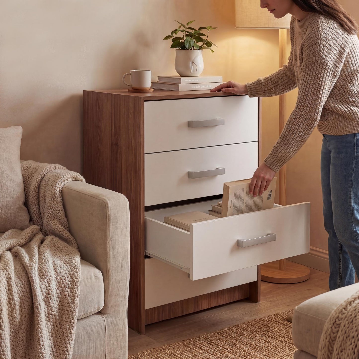 Chest of Drawers Oakridge DF-CF301CH-4D - White / Oak