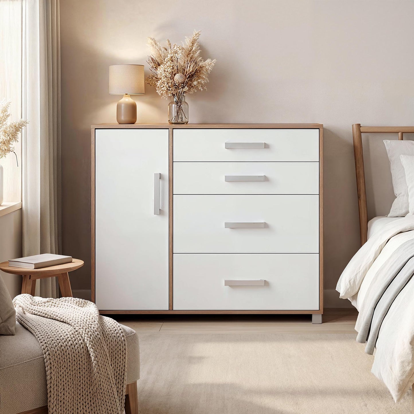 Chest of Drawers Oakridge DF-CF303SB-1DR4D - White / Oak