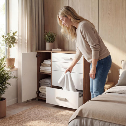 Chest of Drawers Oakridge DF-CF303SB-1DR4D - White / Oak