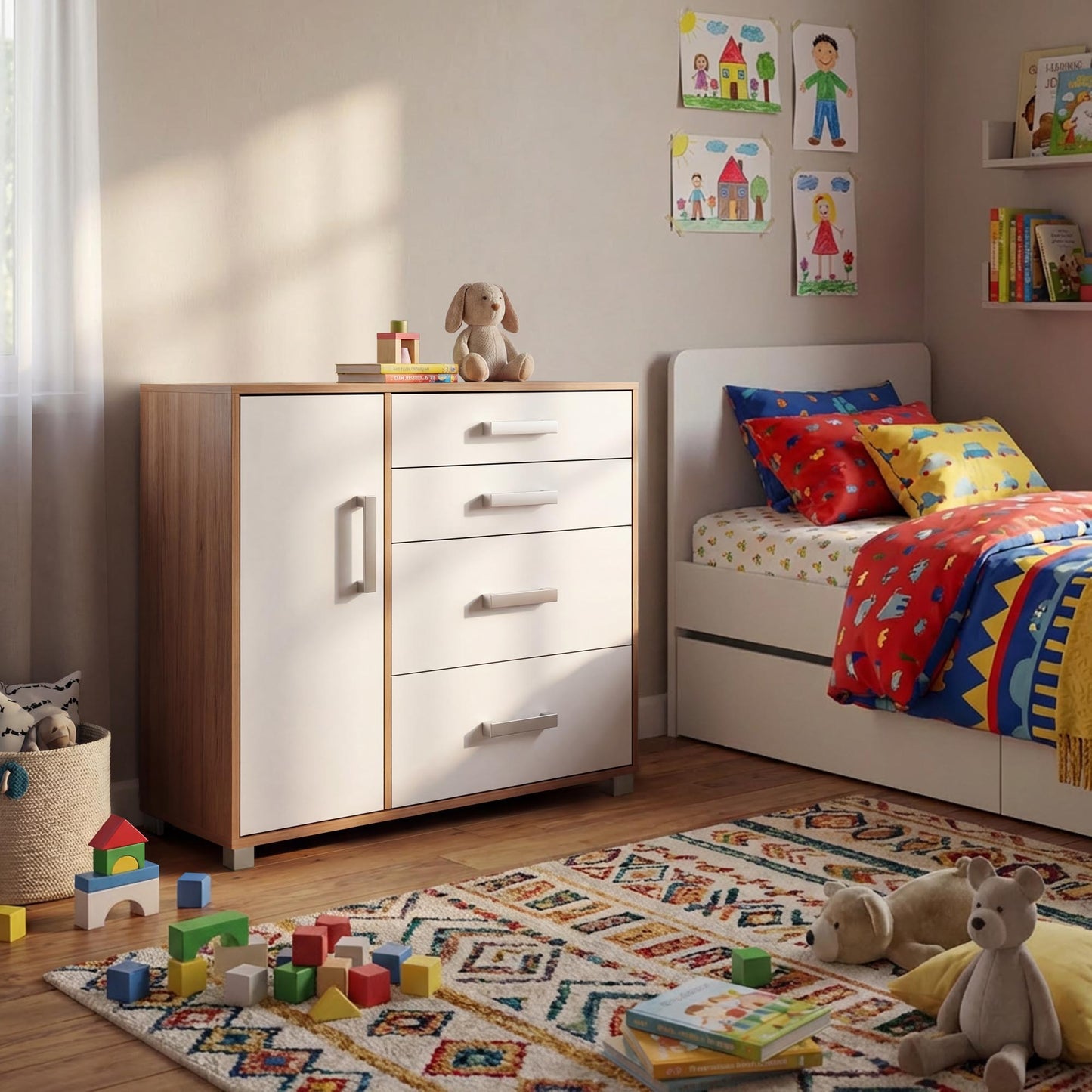 Chest of Drawers Oakridge DF-CF303SB-1DR4D - White / Oak