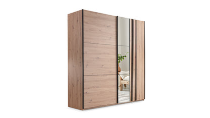 Wardrobe SINTRA 200 Oak ARTISAN/Oak ARTISAN/Black/Mirror
