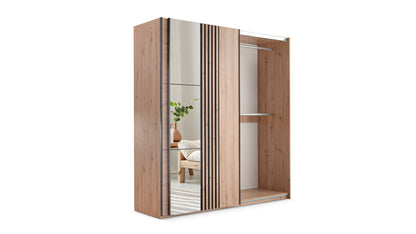 Wardrobe SINTRA 200 White /Oak Wotan /Mirror