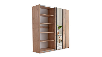 Wardrobe SINTRA 200 White /Oak Wotan /Mirror