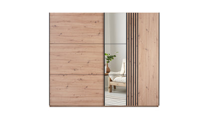 Wardrobe SINTRA 250 Oak ARTISAN/Oak ARTISAN/Black/Mirror