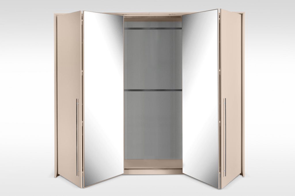 Wardrobe SAVANA 210 Sand Beige/Mirror