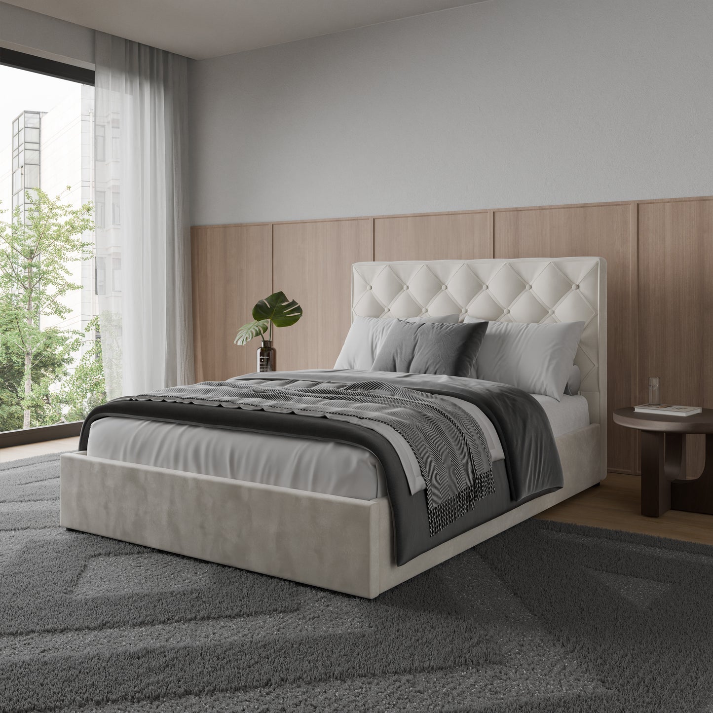 Bed  Ethan DF-202UOB_DB - Cream-Beige