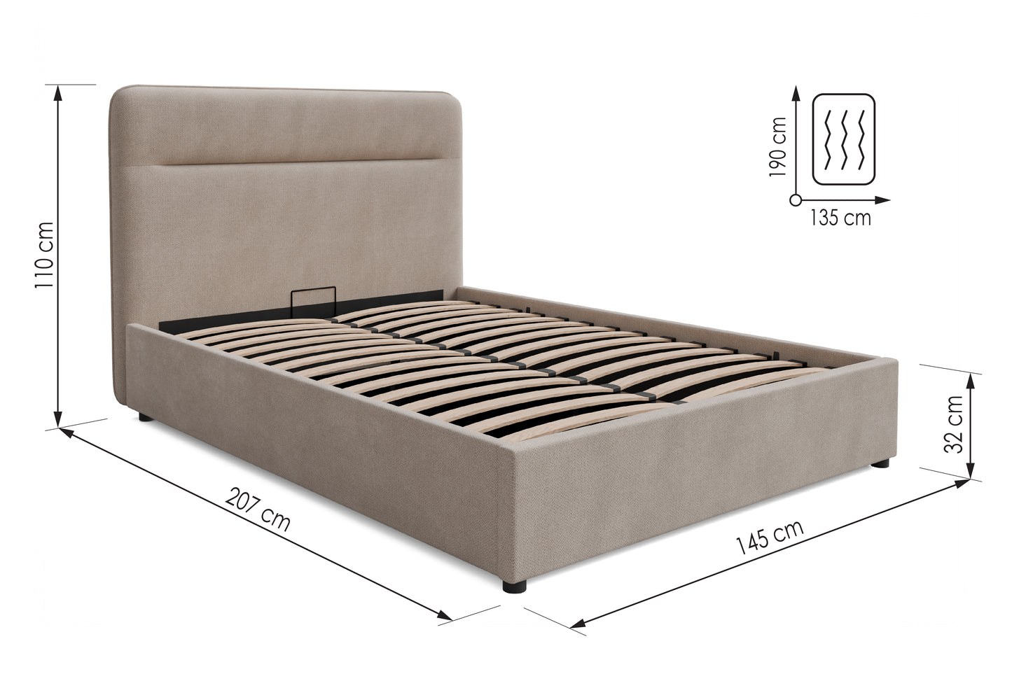 Bed  Everett DF-207UOB_DB - Beige