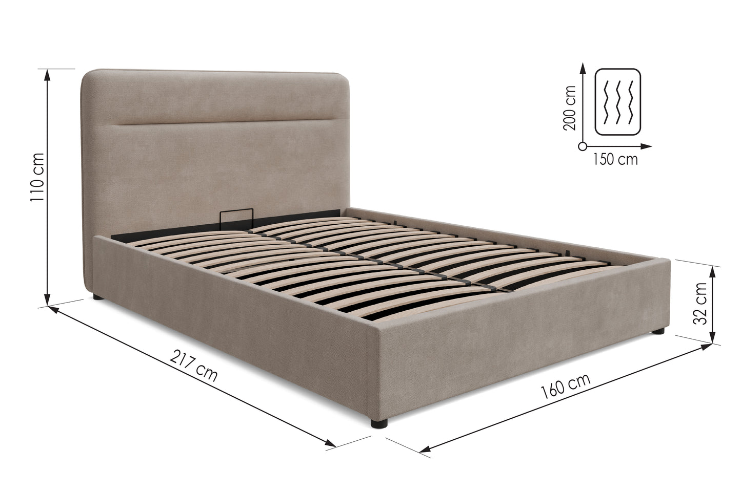 Bed  Everett DF-207UOB_K - Beige