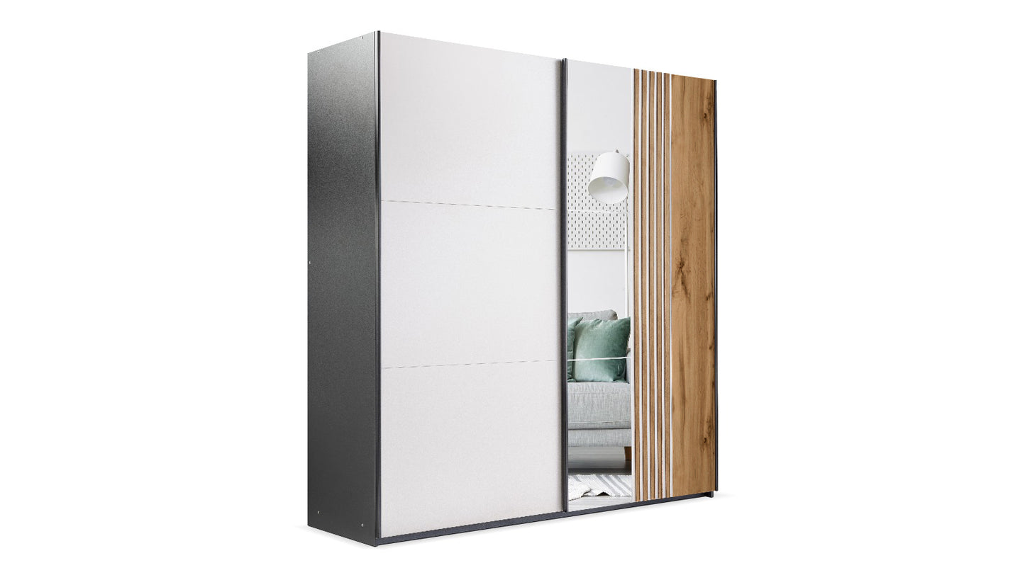 Wardrobe EVORA 200 Black/Cashmere/Oak Wotan