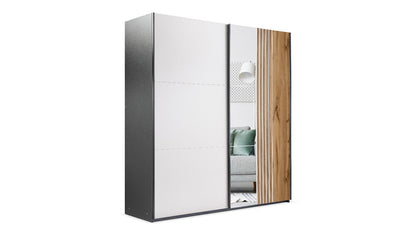 Wardrobe EVORA 200 Black/Cashmere/Oak Wotan