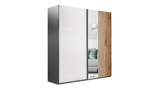 Wardrobe EVORA 200 Black/Cashmere/Oak Wotan