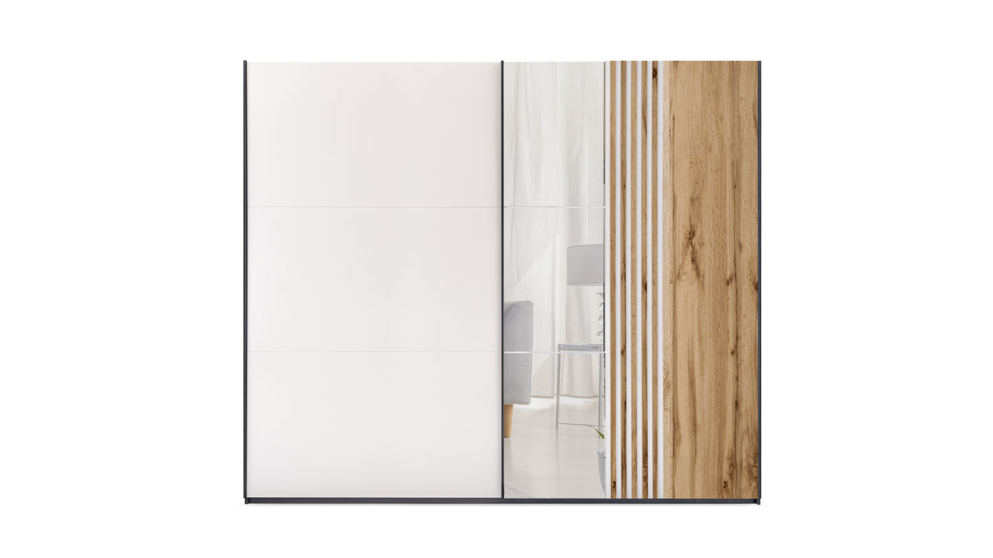 Wardrobe EVORA 250 Black/Cashmere/Oak Wotan