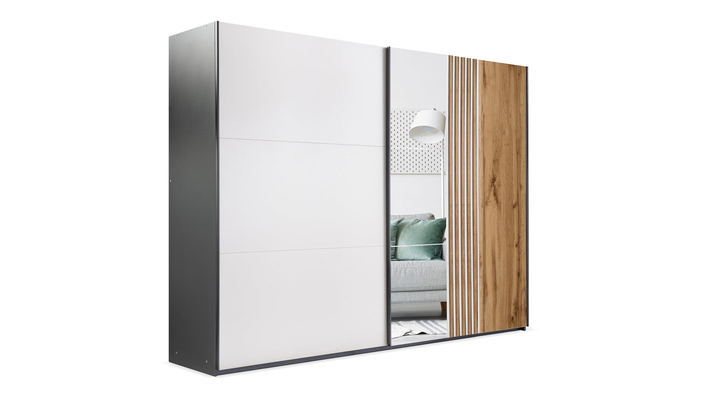 Wardrobe EVORA 250 Black/Cashmere/Oak Wotan