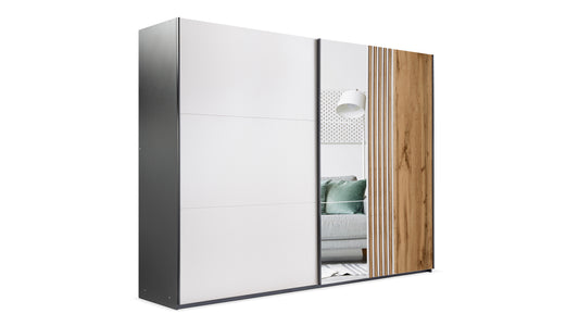 Wardrobe EVORA 250 Black/Cashmere/Oak Wotan